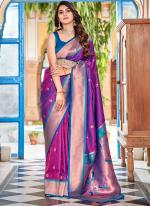 Paithani Silk Magenta Traditional Wear Weaving Saree